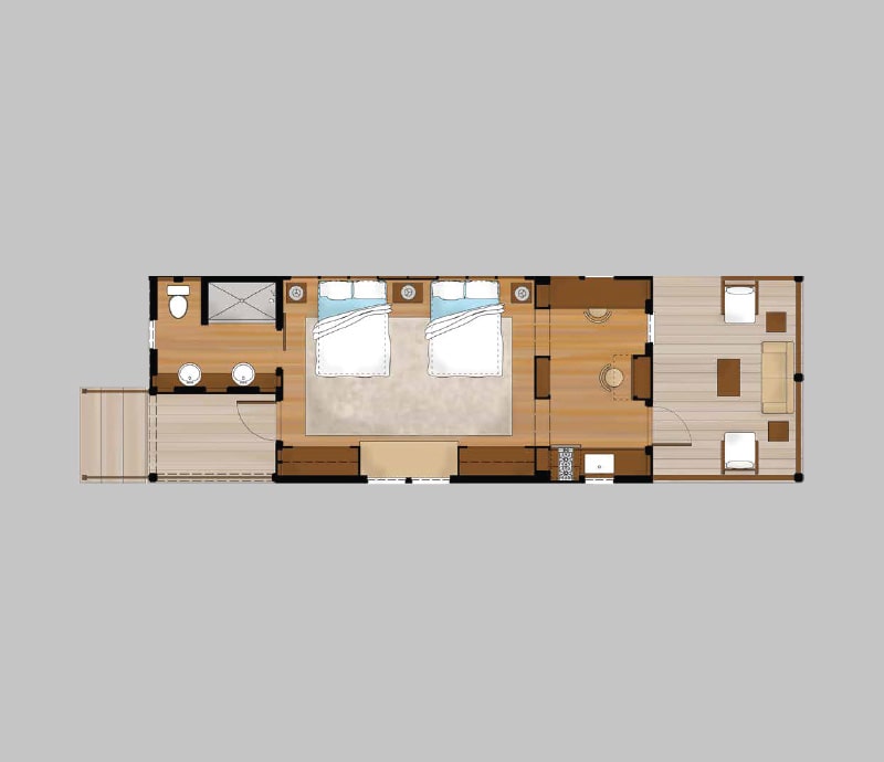 Floor plan of the lower keeping suite